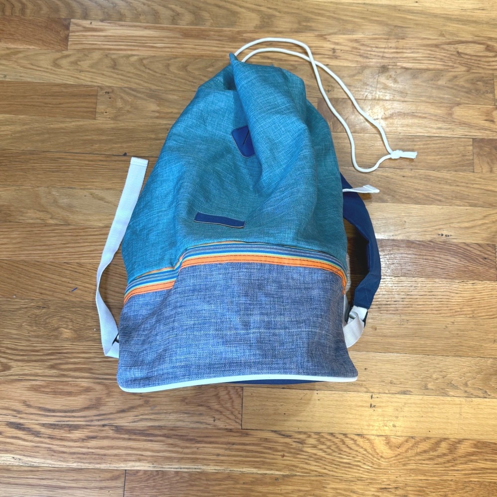 Throwback‎ by Fitkicks Blue Teal Striped Drawstring Daypack Backpack Bag